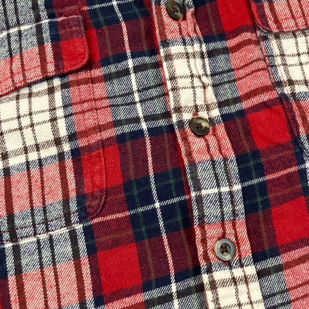 Old Navy Red and Blue Plaid flannel Shirt - Picture 2 of 5